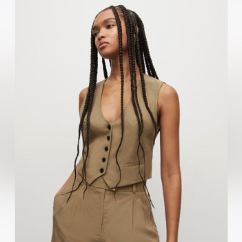 All Saints Deri Lyn Linen Blend Waistcoat